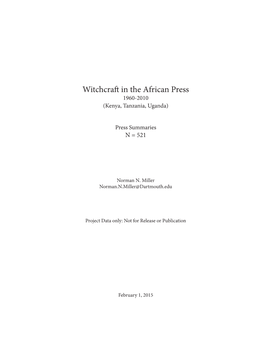 Witchcraft in the African Press