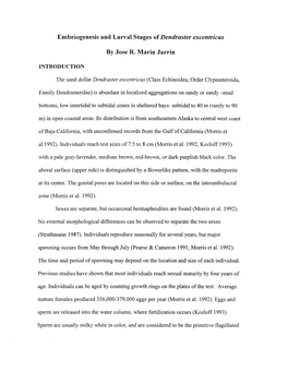 Embriogenesis and Larval Stages of Dendraster Excentricus by Jose R