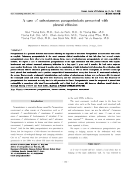 A Case of Subcutaneous Paragonimiasis Presented with Pleural Effusion