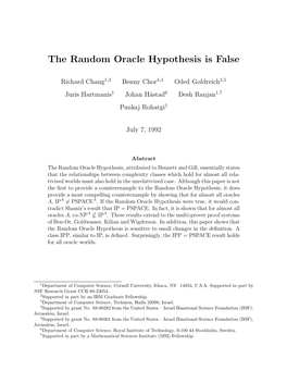 The Random Oracle Hypothesis Is False