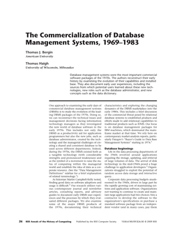The Commercialization of Database Management Systems, 1969–1983