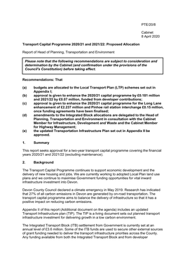 2020-21 Transport Capital Programme