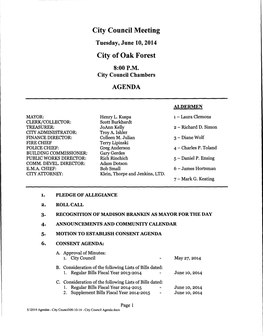 City Council Meeting City of Oak Forest