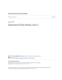 International Yeats Studies, Issue 2