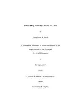 Statebuilding and Ethnic Politics in Africa by Theophilus A. Yakah A