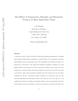 The Effects of Temperature, Humidity and Barometric Pressure on Short