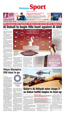 Al Duhail to Begin Title Hunt Against Al Ahli the PENINSULA – DOHA That Was Restricted to a Limited Number of Invitees