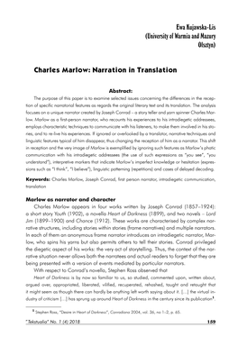 Charles Marlow: Narration in Translation