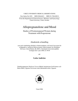 Allopregnanolone and Mood