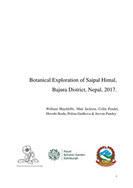Botanical Exploration of Saipal Himal, Bajura District, Nepal, 2017