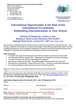 International Opportunities & the Role of the International Co-Ordinator