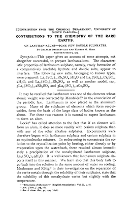 Contributions to the Chemistry of the Rare Earths