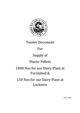 Tender for Supply of Plastic Pallets