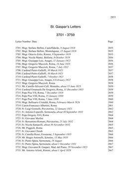 St. Gaspar's Letters 3701