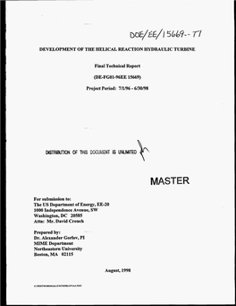 Development of the Helical Reaction Hydraulic Turbine