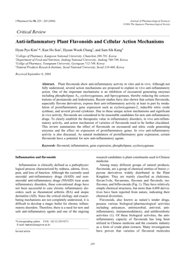 Anti-Inflammatory Plant Flavonoids and Cellular Action Mechanisms