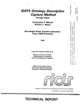 IDEF5 Ontology Description Cap Ture Me Tho D TECHNICAL REPORT