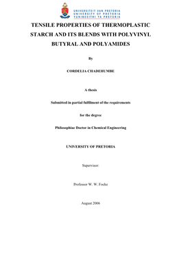 Tensile Properties of Thermoplastic Starch and Its Blends with Polyvinyl Butyral and Polyamides