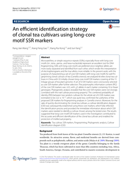 An Efficient Identification Strategy of Clonal Tea Cultivars Using Long-Core Motif SSR Markers