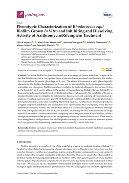 Phenotypic Characterization of Rhodococcus Equi Biofilm Grown In