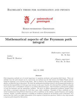 Mathematical Aspects of the Feynman Path Integral