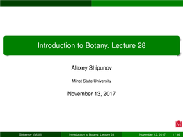 Introduction to Botany. Lecture 28