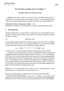 On the Igusa Modular Form of Weight 10