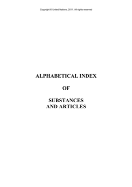 Alphabetical Index of Substances and Articles