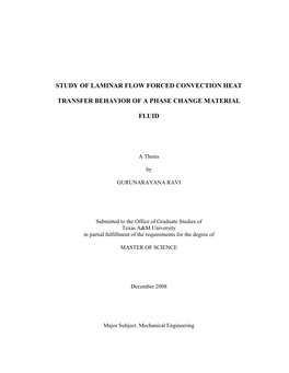 Study of Laminar Flow Forced Convection Heat Transfer Behavior of a Phase Change Material Fluid