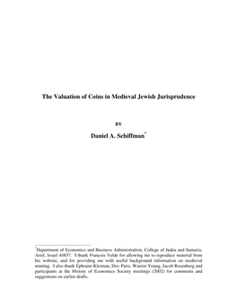 The Valuation of Coins in Medieval Jewish Jurisprudence