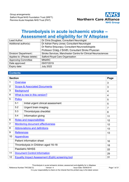 Thrombolysis in Acute Ischaemic Stroke