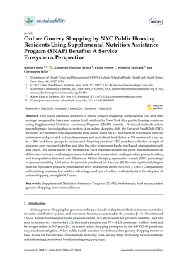 Online Grocery Shopping by NYC Public Housing Residents Using Supplemental Nutrition Assistance Program (SNAP) Beneﬁts: a Service Ecosystems Perspective