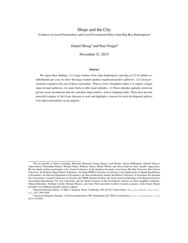 Shops and the City Evidence on Local Externalities and Local Government Policy from Big-Box Bankruptcies∗