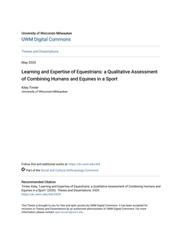 Learning and Expertise of Equestrians: a Qualitative Assessment of Combining Humans and Equines in a Sport