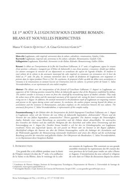 LE 1Er AOÛT À LUGDUNUM SOUS L'empire ROMAIN