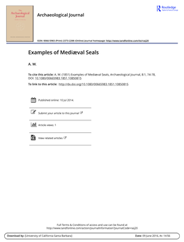 Examples of Mediæval Seals