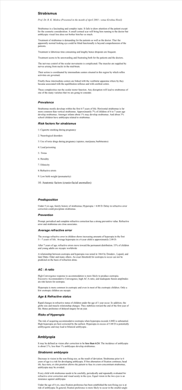 Strabismus Amblyopia