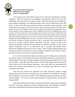 1 in the Past Ten Years, Palau NOC Has Grown from a Staff of Four Employees to Thirteen Employees. PNOC Has Overcome Many Challe