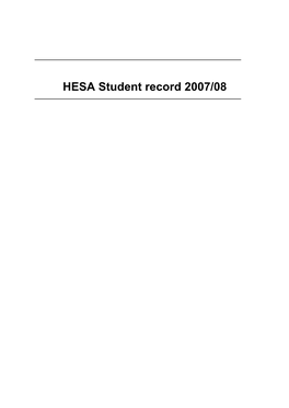 HESA Student Record 2007/08