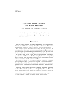 Injectivity Radius Estimates and Sphere Theorems