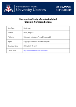 A Study of an Assimilated Group in Northern Sonora