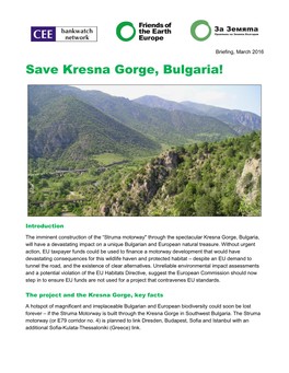 Save Kresna Gorge, Bulgaria!