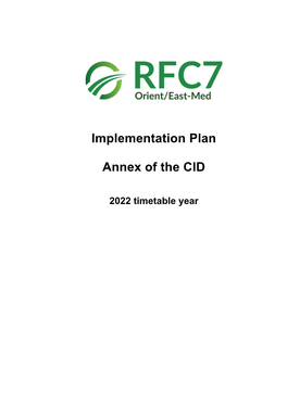 Implementation Plan Annex of The