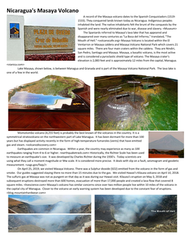 Nicaragua's Masaya Volcano a Record of the Masaya Volcano Dates to the Spanish Conquistadors (1519‐ 1533)