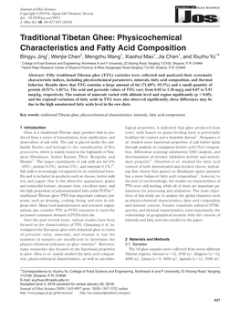 Physicochemical Characteristics and Fatty Acid Composition