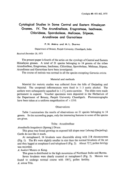 Cytological Studies in Some Central and Eastern Himalayan Grasses. IV