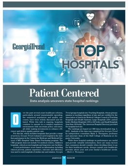 Patient Centered Data Analysis Uncovers State Hospital Rankings