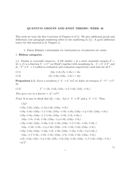 QUANTUM GROUPS and KNOT THEORY: WEEK 46 This Week We