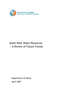 South West Water Resources — a Review of Future Trends