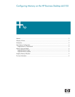 Configuring Memory on the HP Business Desktop Dx5150